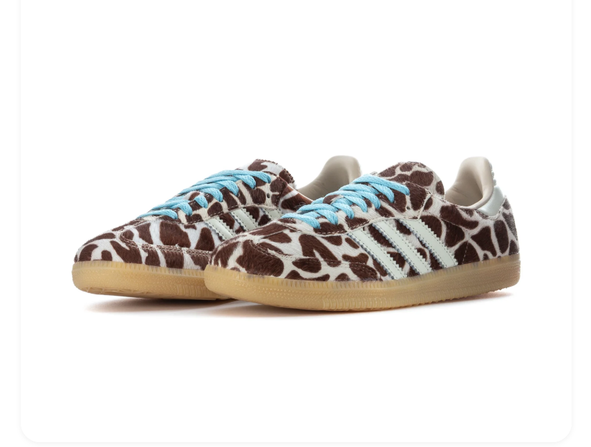Adidas Gazelle Indoor Giraffe Print Light Blue Gum