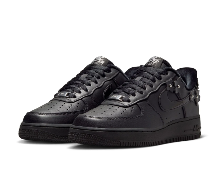 Nike Air Force 1 Low Triple Black Floral Charm