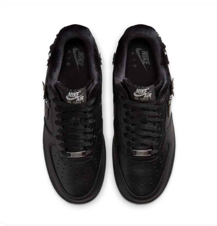 Nike Air Force 1 Low Triple Black Floral Charm