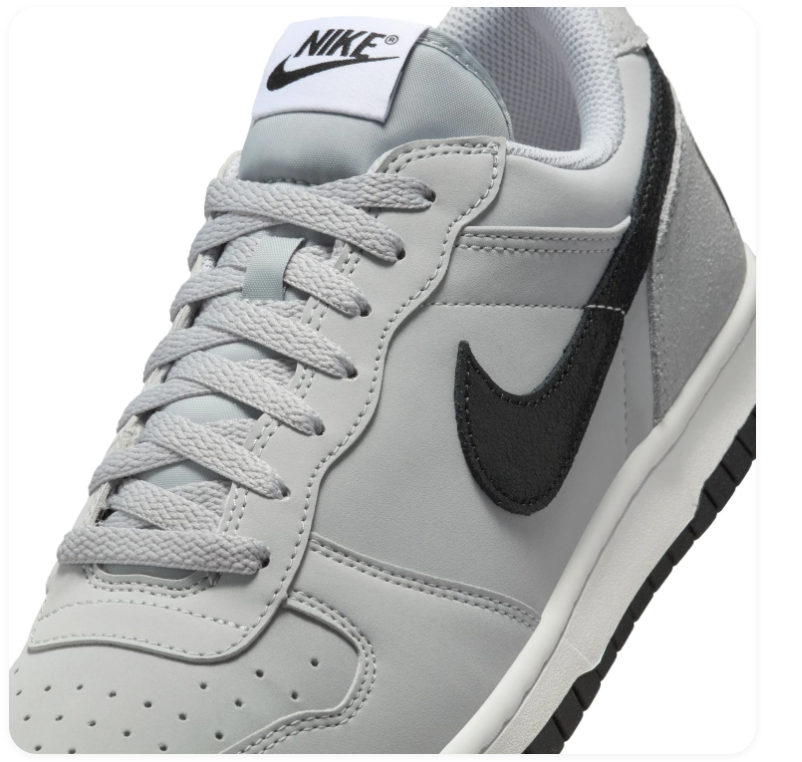 Nike Dunk Low Wolf Grey Black University Red Oversized Text