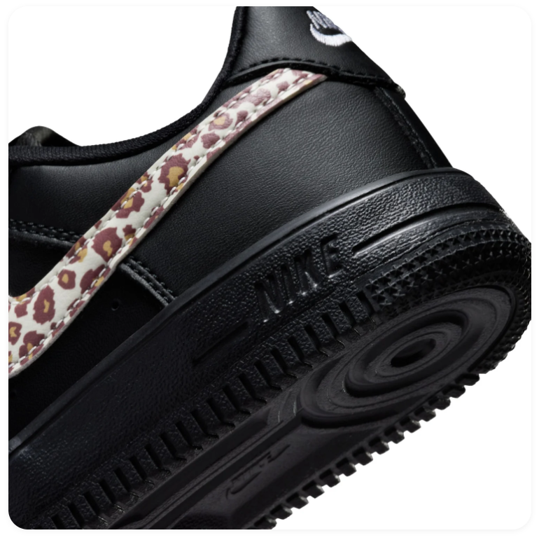 Nike Force 1 Low EasyOn Black Leopard Print Swoosh