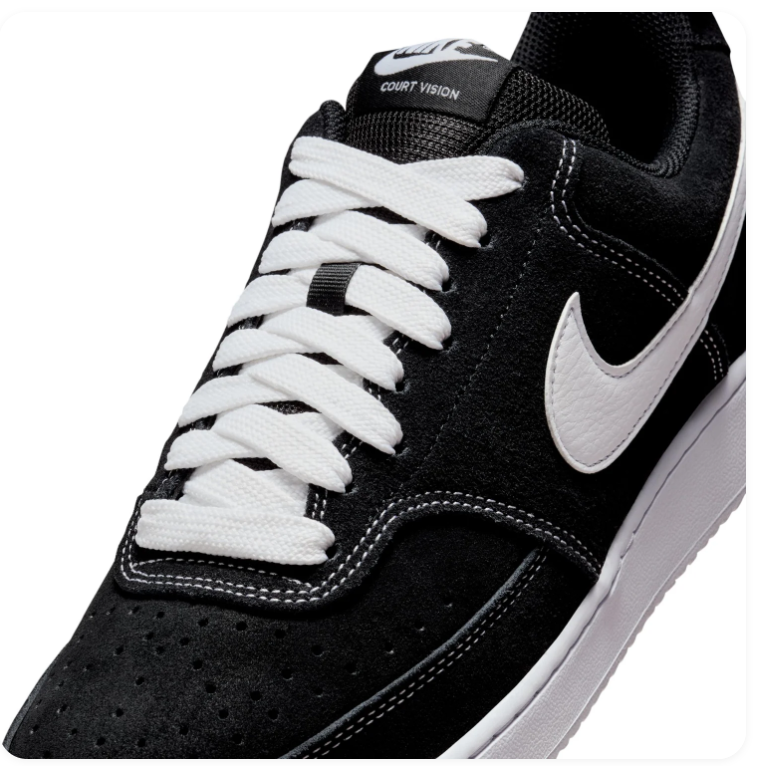 Nike Court Vision Low Black White Suede