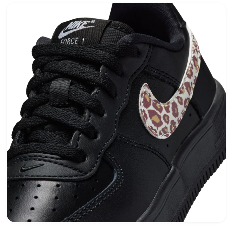 Nike Force 1 Low EasyOn Black Leopard Print Swoosh