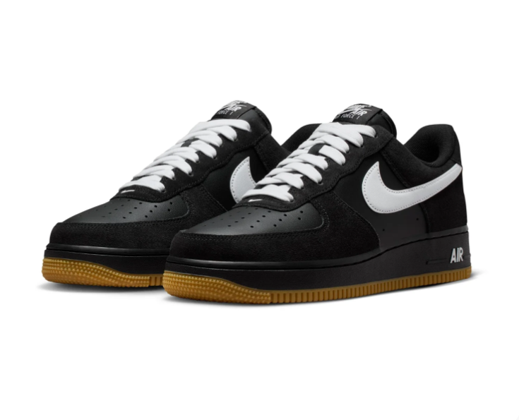 Nike Air Force 1 Low Black White Gum Bottom