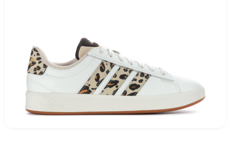 Adidas Grand Court 2.0 Cloud White Leopard Print Gum