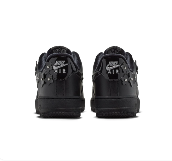 Nike Air Force 1 Low Triple Black Floral Charm