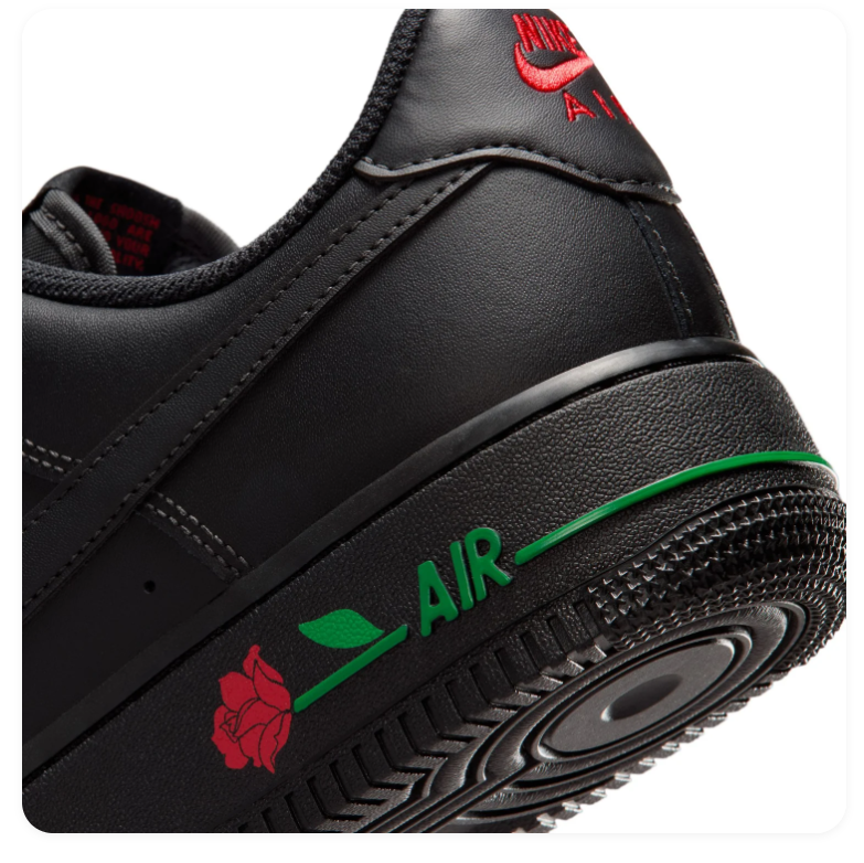 Nike Air Force 1 Low Roses Black University Red Green