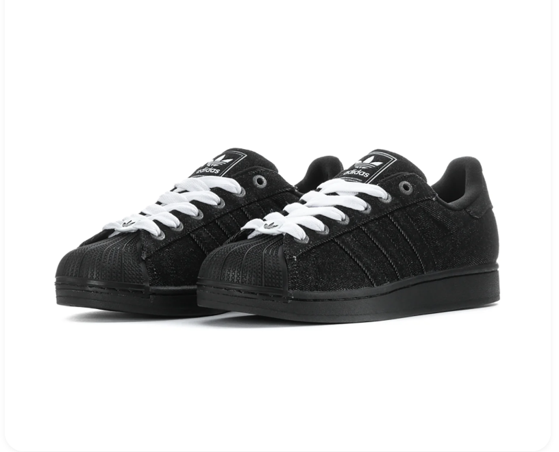 Adidas Superstar Triple Black Cloud White Laces