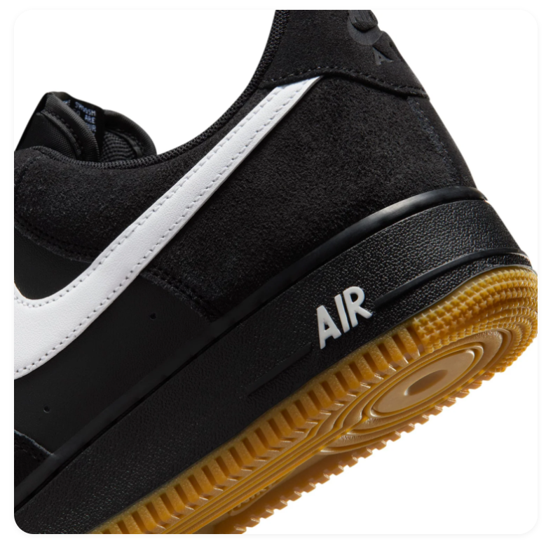 Nike Air Force 1 Low Black White Gum Bottom