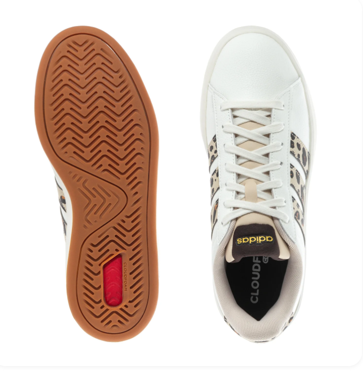 Adidas Grand Court 2.0 Cloud White Leopard Print Gum