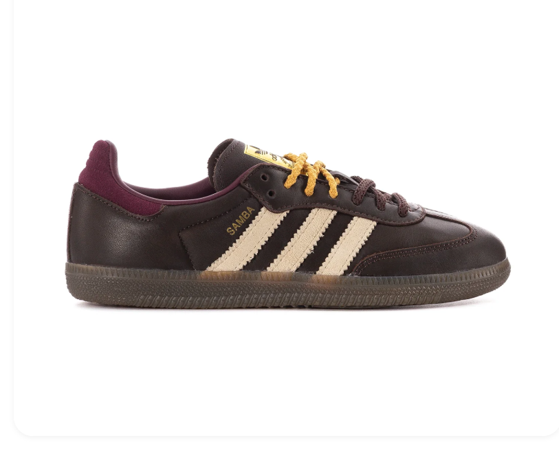 Adidas Samba OG Dark Brown Burgundy Gold Gum