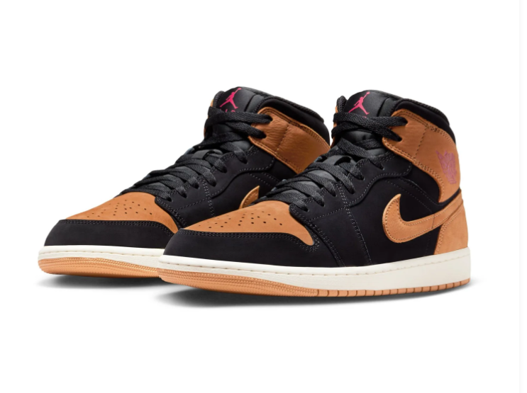Air Jordan 1 Mid SE Black Wheat Pink