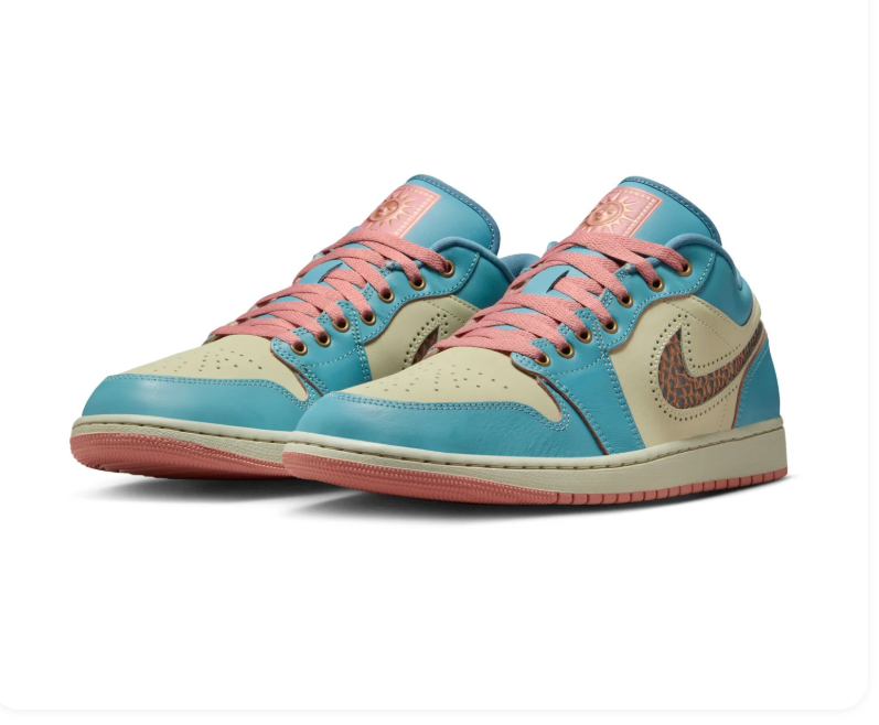 Air Jordan 1 Low Tropical Teal Desert Sand Pink Guava
