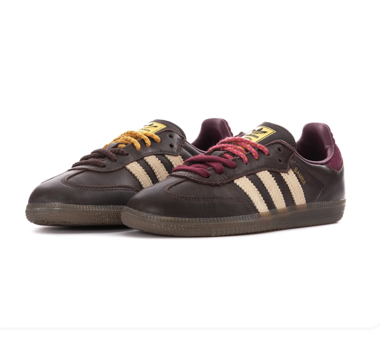 Adidas Samba OG Dark Brown Burgundy Gold Gum