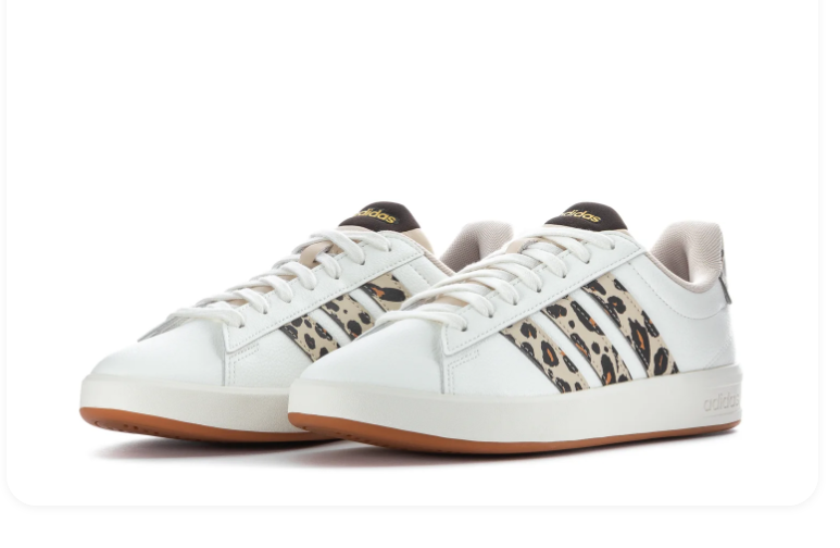 Adidas Grand Court 2.0 Cloud White Leopard Print Gum