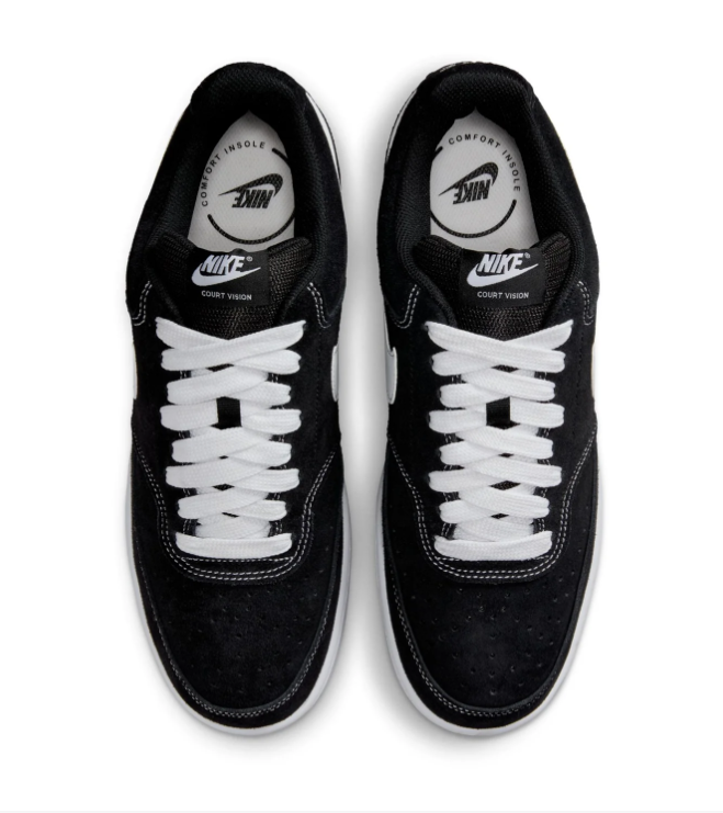 Nike Court Vision Low Black White Suede