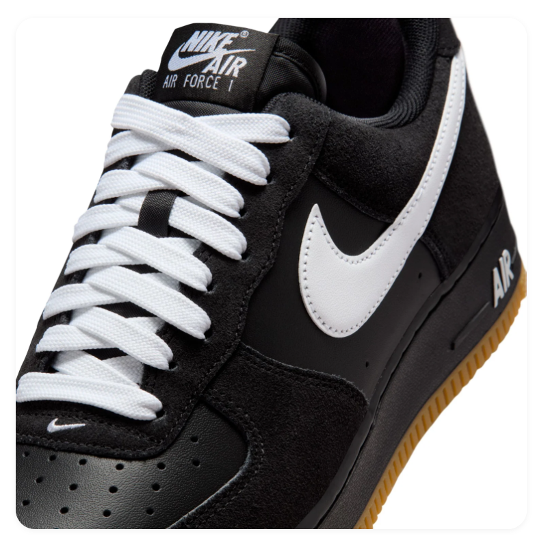 Nike Air Force 1 Low Black White Gum Bottom