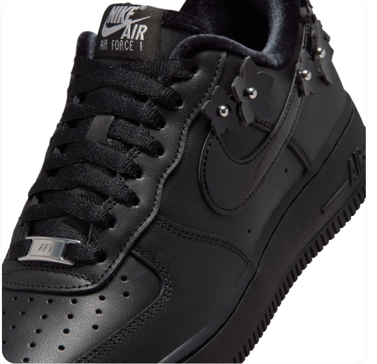 Nike Air Force 1 Low Triple Black Floral Charm