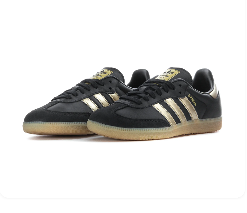 Adidas Samba OG Core Black Gold Metallic Gum