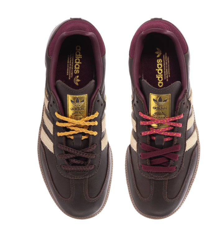 Adidas Samba OG Dark Brown Burgundy Gold Gum