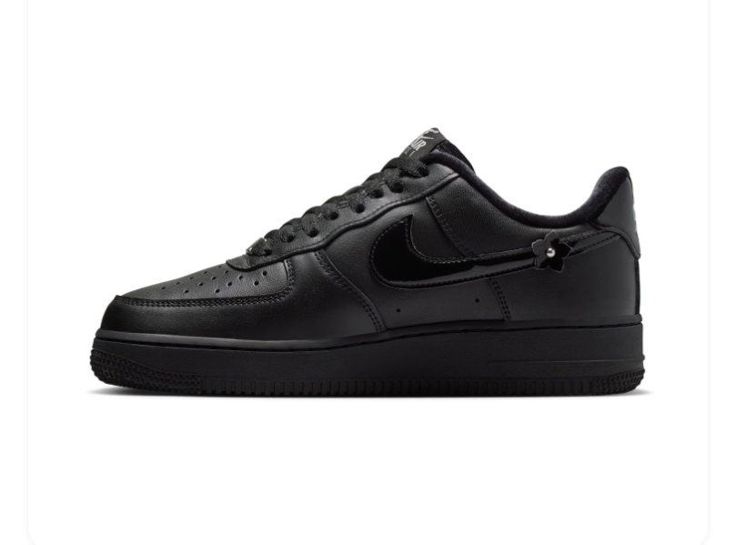 Nike Air Force 1 Low Triple Black Floral Charm